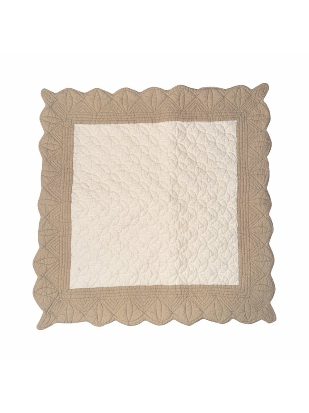 Restoration Hardware One Quilted Euro Pillow Sham 26x26 Cotton Two-Tone Scallop